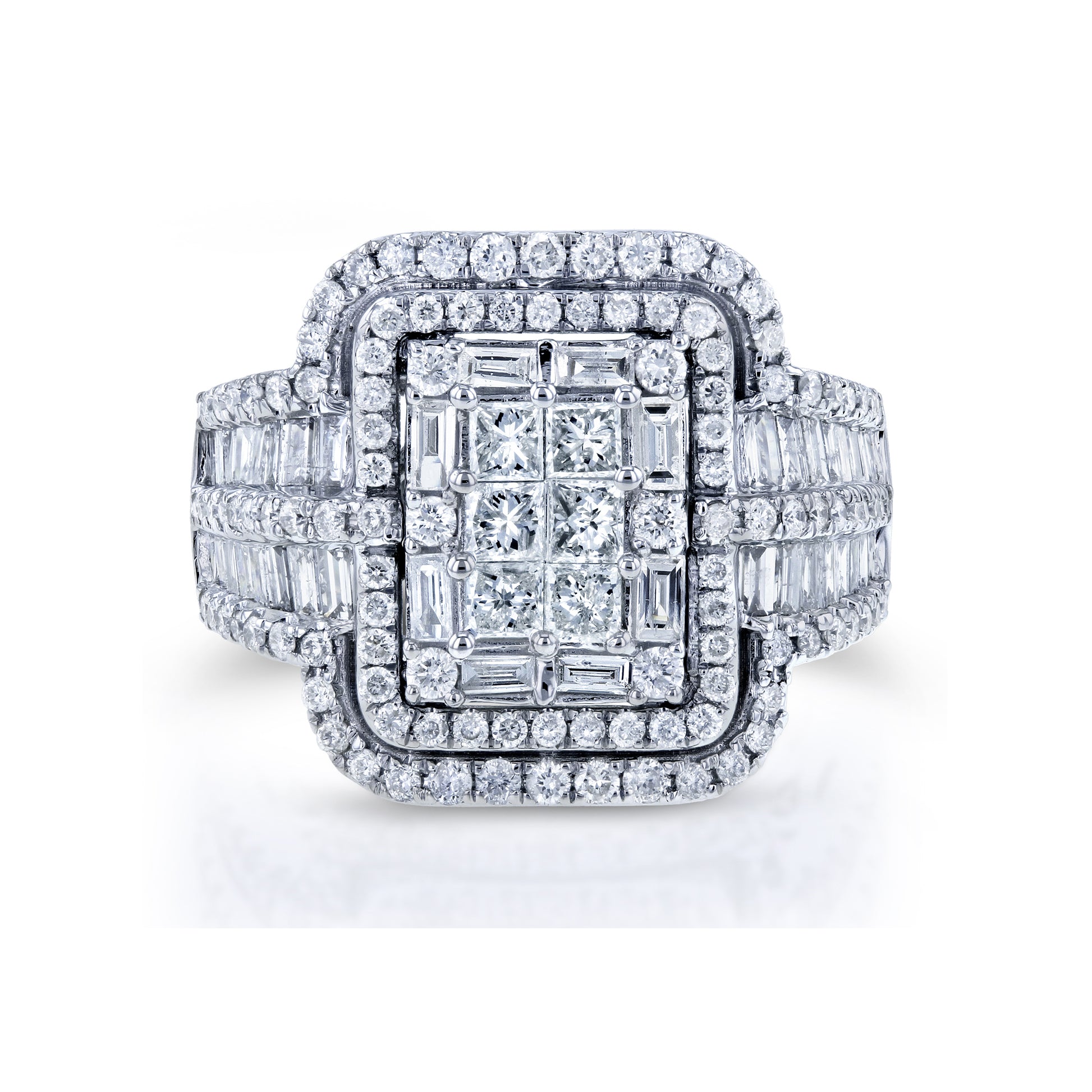 2 Carat Natural Diamond Rectangular Cluster Élodie Ring