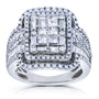 Kobelli Diamond Cluster Rectangular Frame Engagement Ring 2 CTW in 14k White Gold