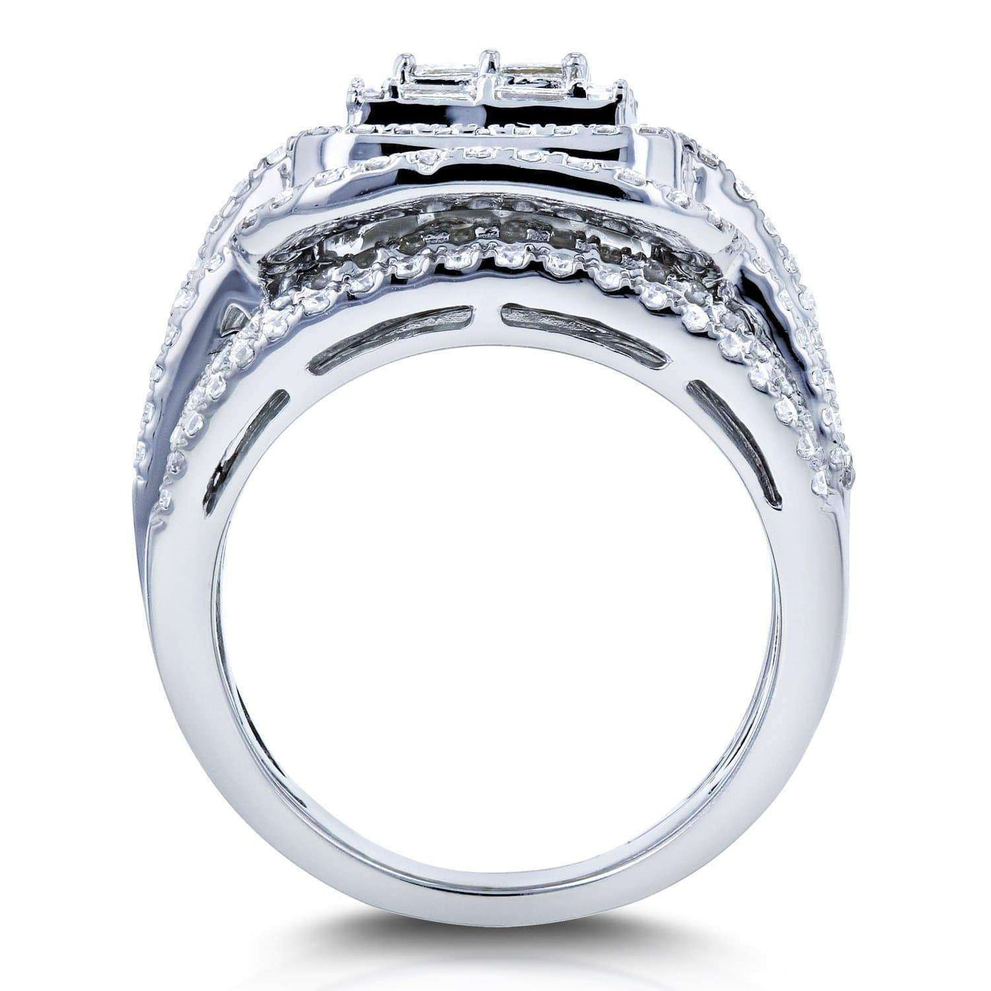 マーシャルクイーン WINNER 2枚 Multi Diamond Rectangular Frame Bridal Rings Set 2 1/2 CTW