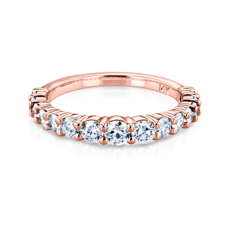 aliança de casamento com diamante graduado TDW de 3/4 quilates em ouro rosa 14k