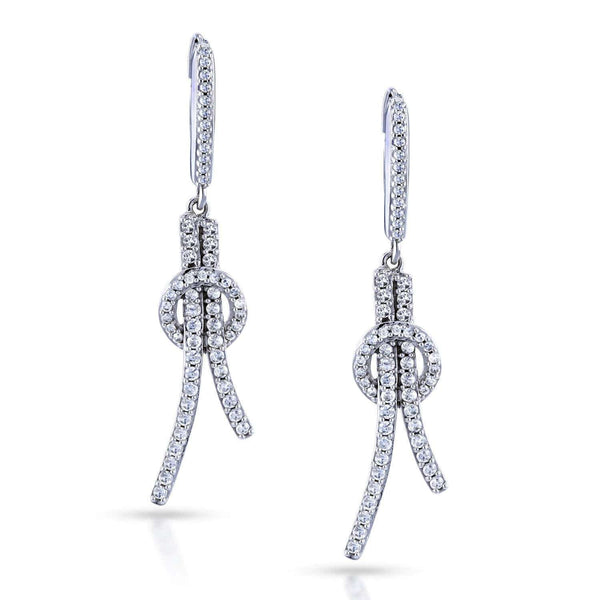 Kobelli Diamond Open Loop Knot Dangle Earrings 3/4 Carat CTW in 10k White Gold 62271