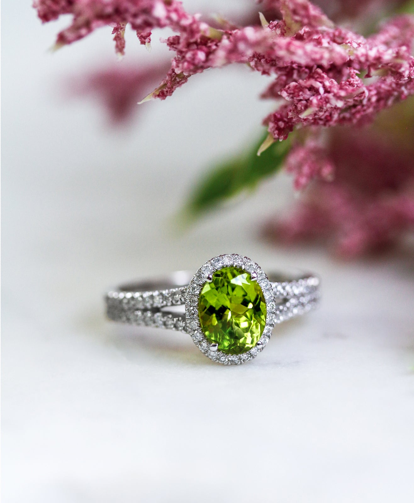 Gemstone Split Ring (Peridot, Amethyst, or Topaz)