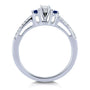 Kobelli Three Stone Round Diamond and Sapphire Engagement Ring 1/4 Carat TW in 10k White Gold