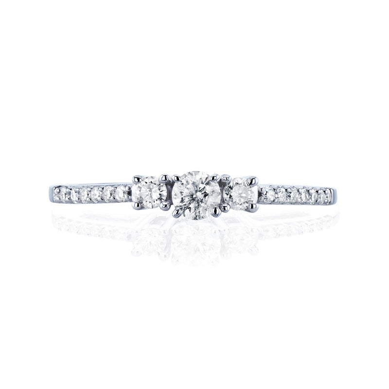 kraftig solitaire diamant ring i str. 57 på 4,1 g. i 14 karat hvidguld m.  0,11 carat diamant i VS kvalitet og Wesselton - Top Crystal farve.