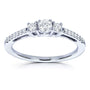 Kobelli Three Stone Round Diamond Engagement Ring 1/4 Carat TW in 10k White Gold