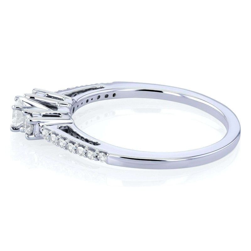 Kobelli Three Stone Round Diamond Engagement Ring 1/4 Carat TW in 10k White Gold