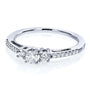 Kobelli Three Stone Round Diamond Engagement Ring 1/4 Carat TW in 10k White Gold