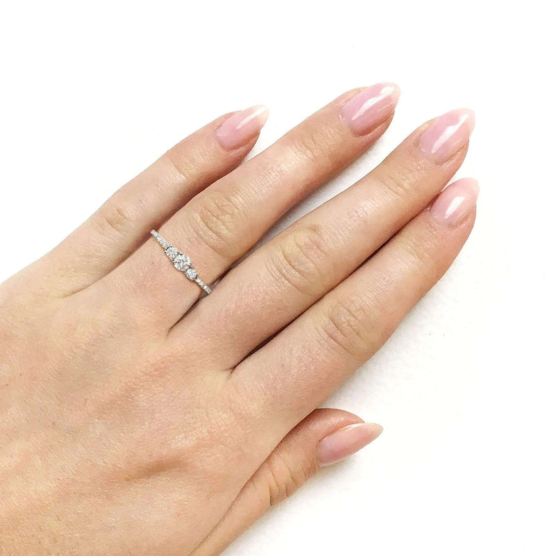 Kobelli Three Stone Round Diamond Engagement Ring 1/4 Carat TW in 10k White Gold
