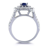 Kobelli Sapphire and Diamond Double Halo Ring 14k White Gold (1 7/8 CTW)