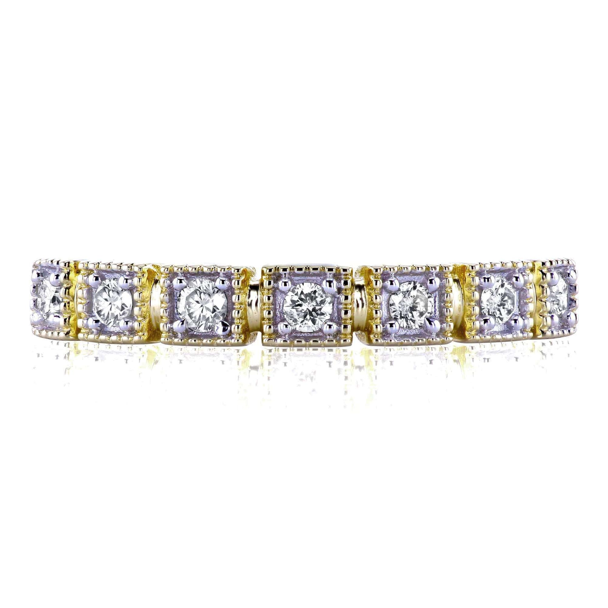 0.15 Carat Natural Diamond Square Pattern Ring