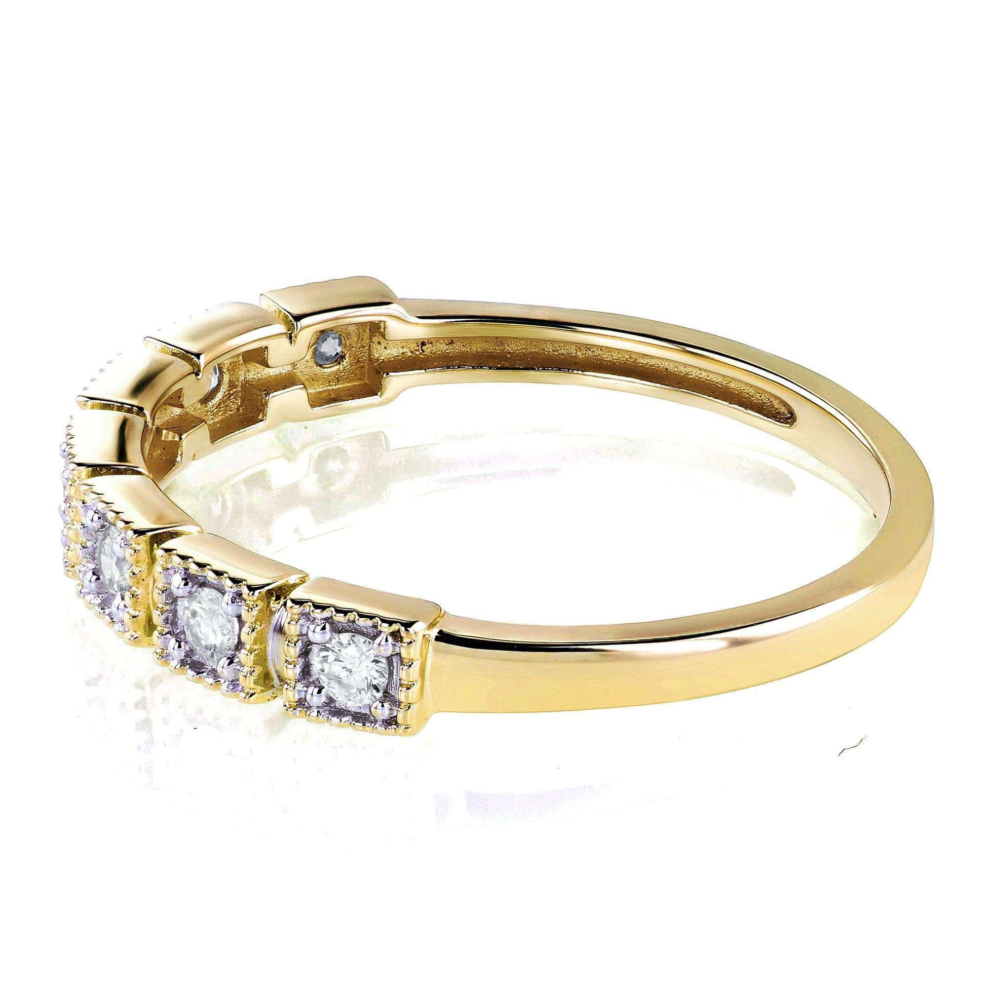 0.15 Carat Natural Diamond Square Pattern Ring