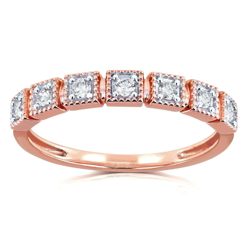 Aliança de casamento de diamante Kobelli 1/6 quilate TDW em ouro rosa 10k