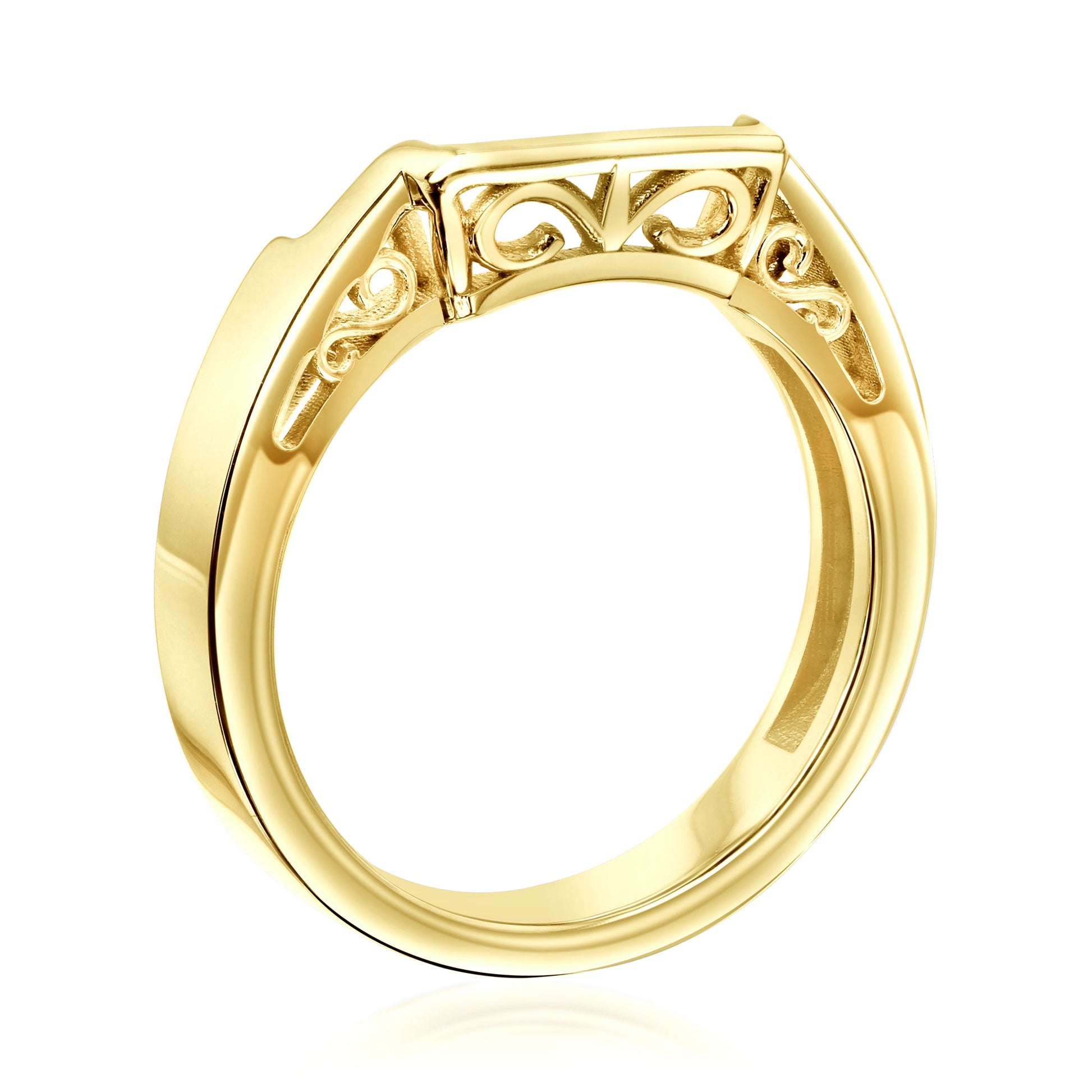 Kobelli Solid Gold Filigree Contoured 14k Yellow Gold Ring