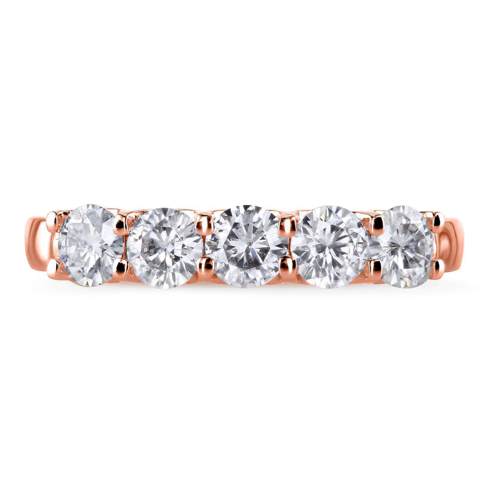 Kobelli Round Five Stone Diamond Prong-set Wedding Band 1 CTW 14k Rose Gold