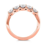 Aliança de casamento Kobelli redonda de cinco pedras com diamante e conjunto de pinos 1 CTW ouro rosa 14k