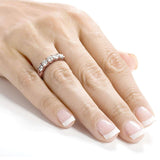 Aliança de casamento Kobelli redonda de cinco pedras com diamante e conjunto de pinos 1 CTW ouro rosa 14k