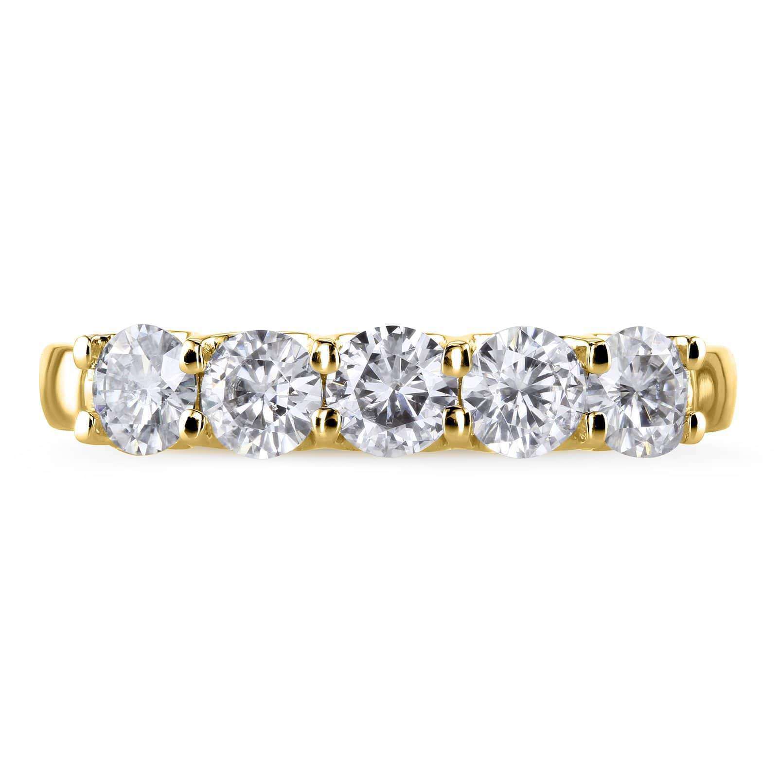 Kobelli Round Five Stone Diamond Prong-set Wedding Band 1 CTW 14k Yellow Gold