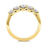 Kobelli runder Ehering mit fünf Diamanten in Krappenfassung, 1 CTW, 14 Karat Gelbgold