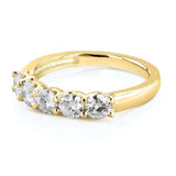 Aliança de casamento Kobelli redonda de cinco pedras com diamante e conjunto de pinos 1 CTW ouro amarelo 14k