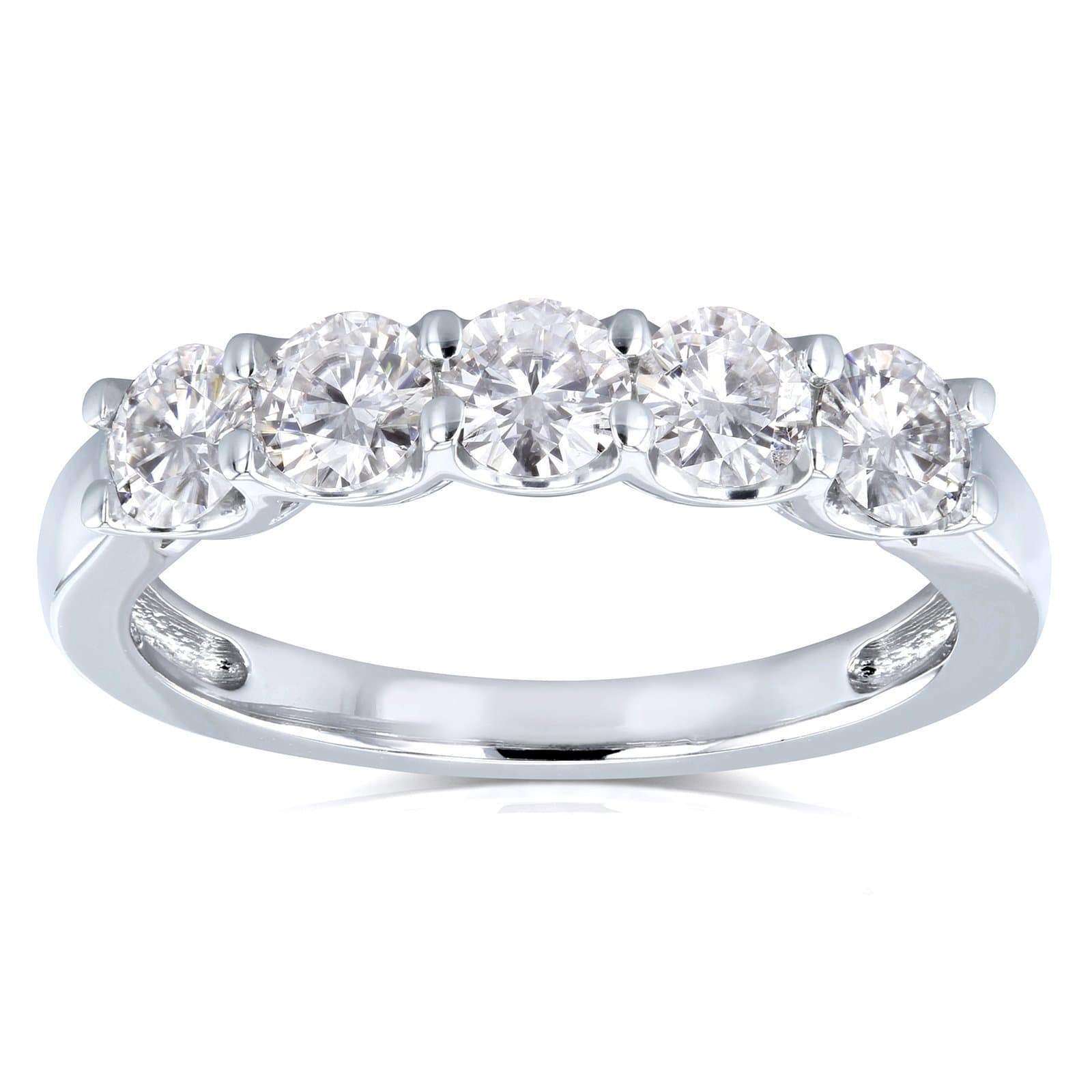 Kobelli Round Five Stone Diamond Prong-set Wedding Band 1 CTW 14k White Gold