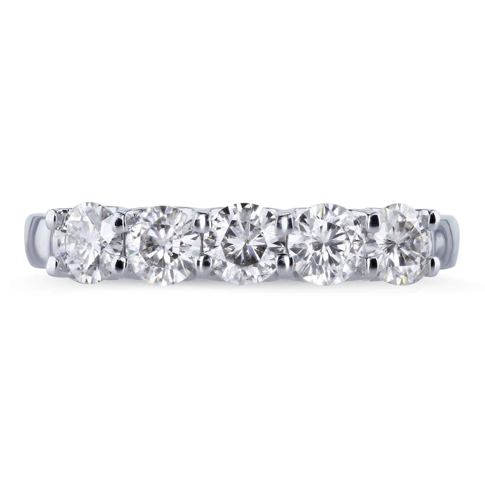 Kobelli Round Five Stone Diamond Prong-set Wedding Band 1 CTW 14k White Gold
