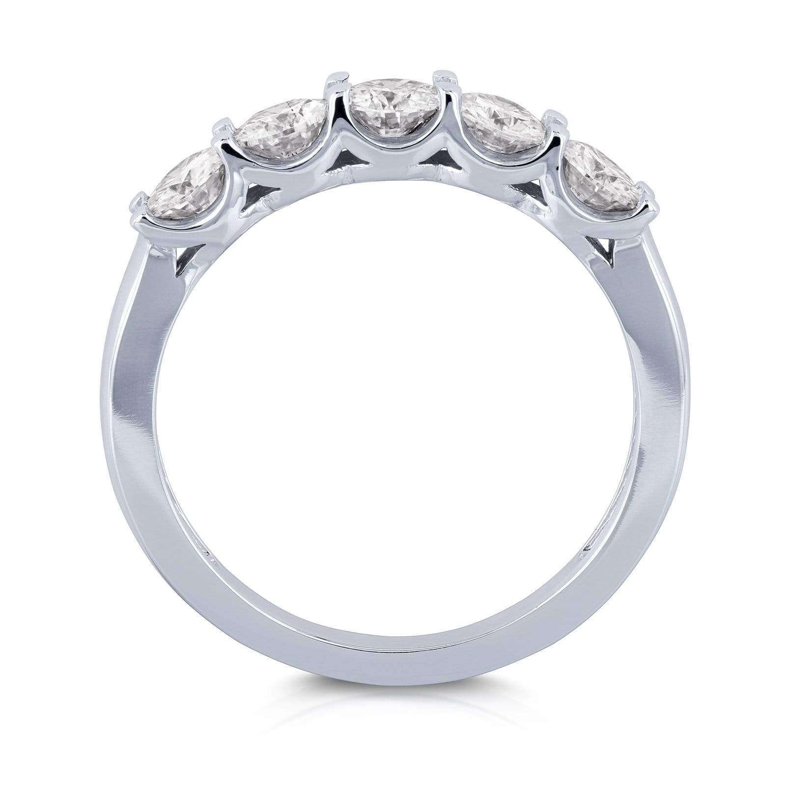 Kobelli Round Five Stone Diamond Prong-set Wedding Band 1 CTW 14k White Gold