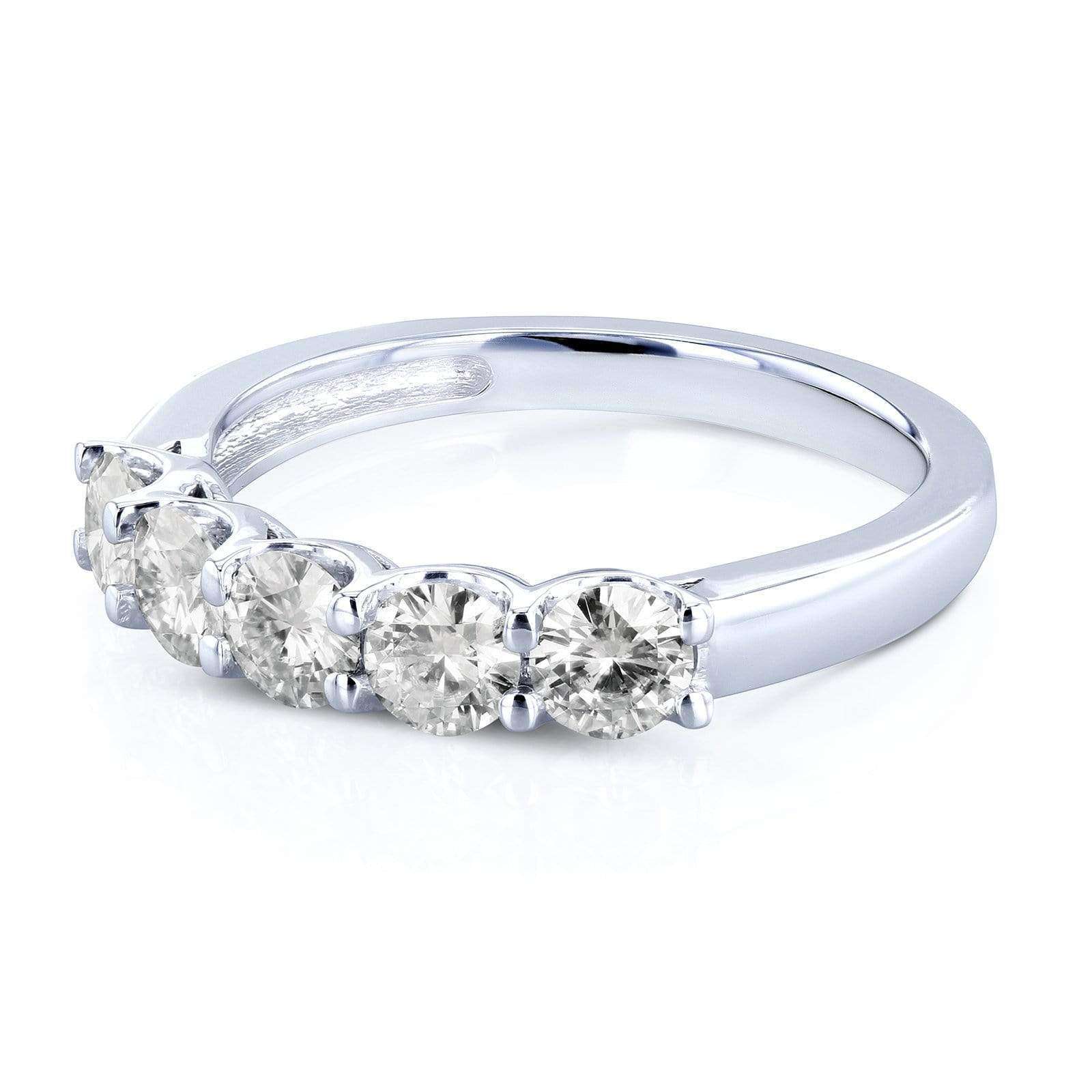 Kobelli Round Five Stone Diamond Prong-set Wedding Band 1 CTW 14k White Gold