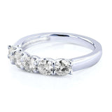Aliança de casamento Kobelli redonda de cinco pedras com diamante e conjunto de pinos 1 CTW ouro branco 14k