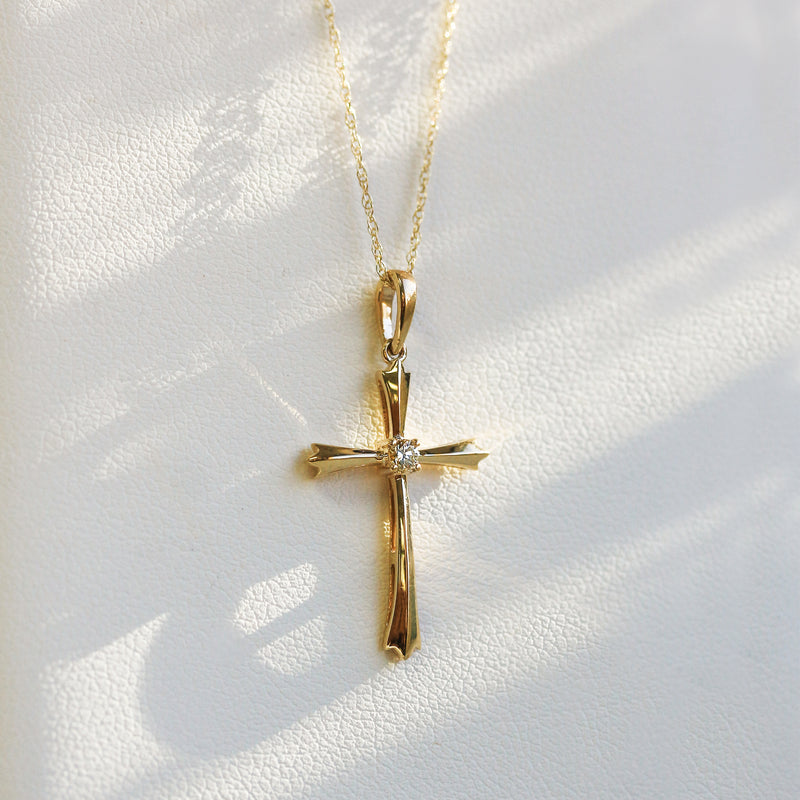 Solid 10K Gold Cross Necklace, Gold Cross Pendant, Real Gold Cross Necklace,  Cross and 10K Gold Figaro Chain - Etsy