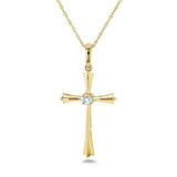 Pingente Kobelli Solitaire Diamond Cross com braços alargados em ouro 10k