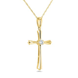 Kobelli Solitaire Diamond Cross Pendant Flared Arms i 10k guld
