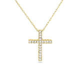 Kobelli Diamond Cross Necklace 1/10 Carat TDW Shared Prongs in 10k Gold