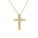 Kobelli-Diamant-Kreuz-Halskette, 1/10 Karat, TDW, geteilte Zinken, aus 10-karätigem Gold