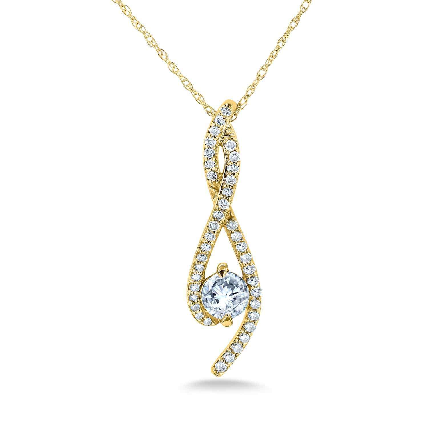 Kobelli Diamond Ribbon Necklace 1/2 Carat TDW in 10k Gold 62344-Y