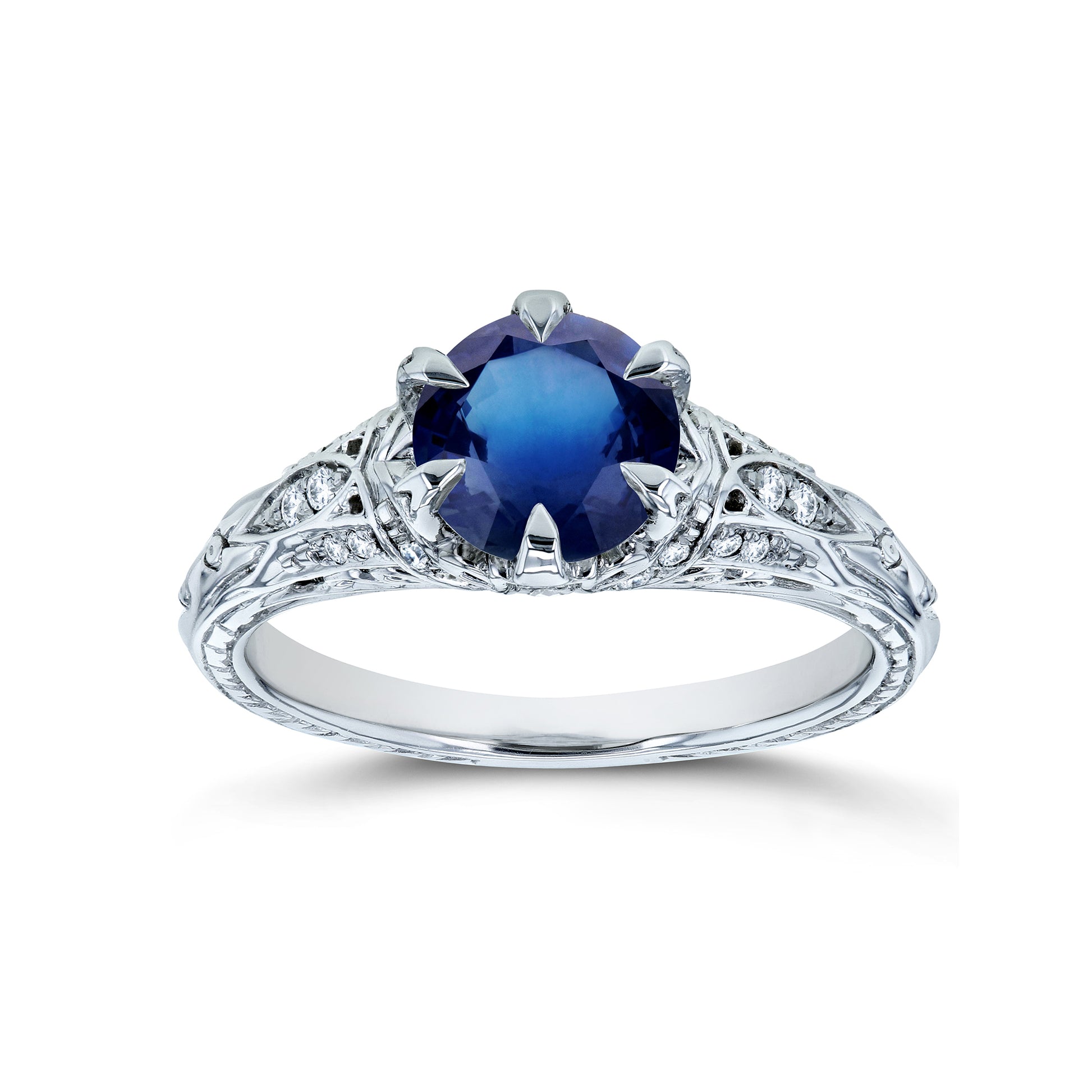 6.5mm Sapphire Ornate 6-Prong Ring
