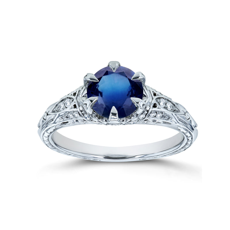 6.5mm Ornate 6-Prong Sapphire Ring