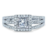 Kobelli Diamond Princess Halo Split Band Engagement Ring 1/2ct TW 14k White Gold