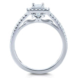 Kobelli Diamant-Prinzessin-Halo-Verlobungsring mit geteiltem Band, 1/2 Karat TW, 14 Karat Weißgold
