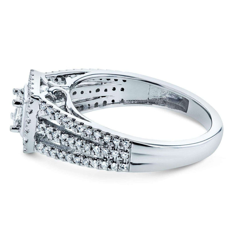 Kobelli Diamond Princess Halo Split Band Engagement Ring 1/2ct TW 14k White Gold