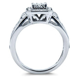 Kobelli Diamond Square Halo Invisible-set Split Shank Engagement Ring 1/2 CTW 14k White Gold