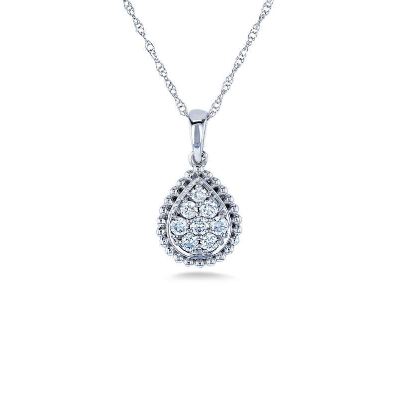 Diamond Pear Shaped Pendant and Chain 10k Gold (1/4 CTW)