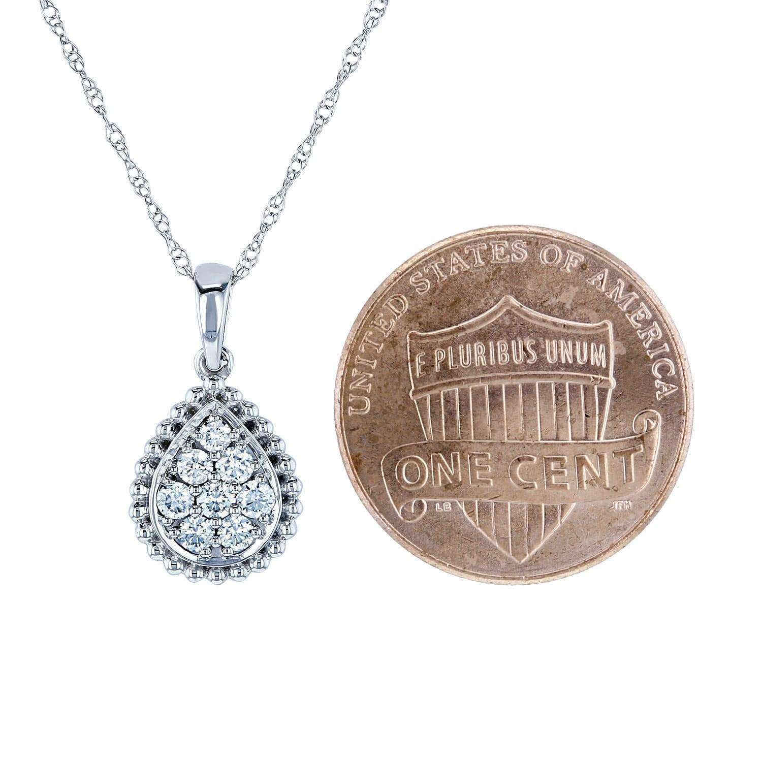 Kobelli Diamond Pear Shaped Pendant and Chain 10k Gold (1/4 CTW) 62381