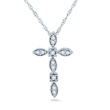 Kobelli Diamond Cross vedhæng og kæde 1/10ct TCW i 10k hvidguld 62382