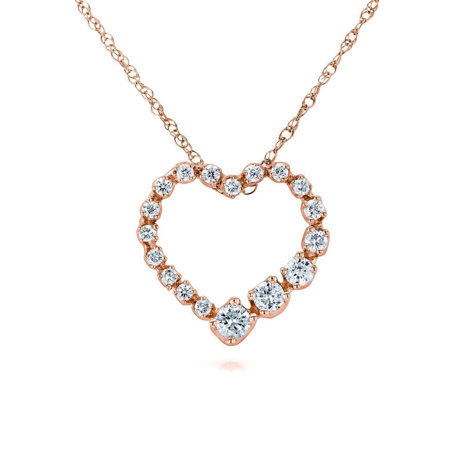 0.25 Carat Natural Diamond Graduating Heart Necklace