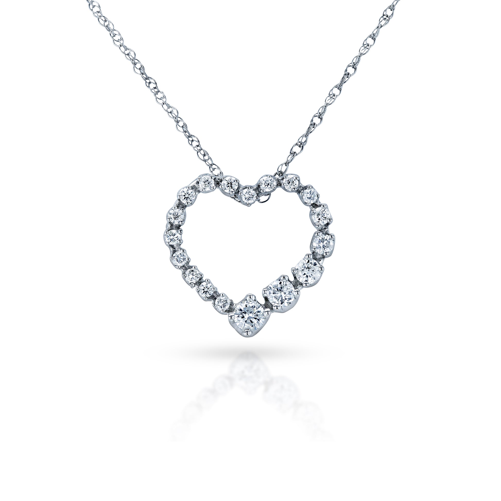 0.25 Carat Natural Diamond Graduating Heart Necklace