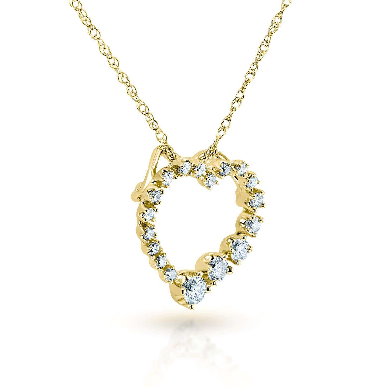 0.25 Carat Natural Diamond Graduating Heart Necklace