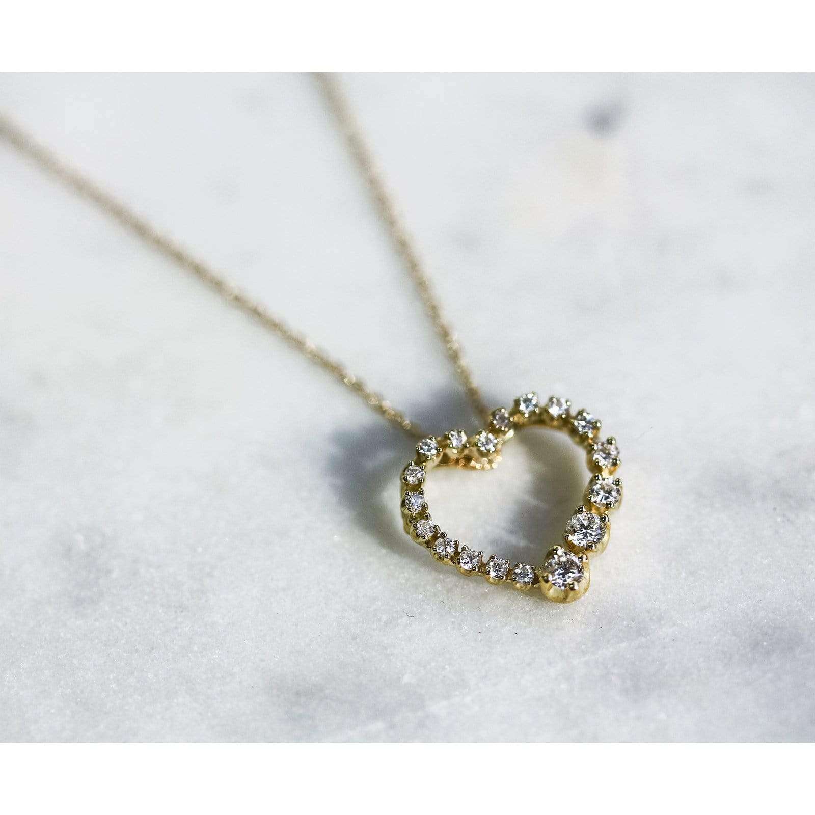 0.25 Carat Natural Diamond Graduating Heart Necklace