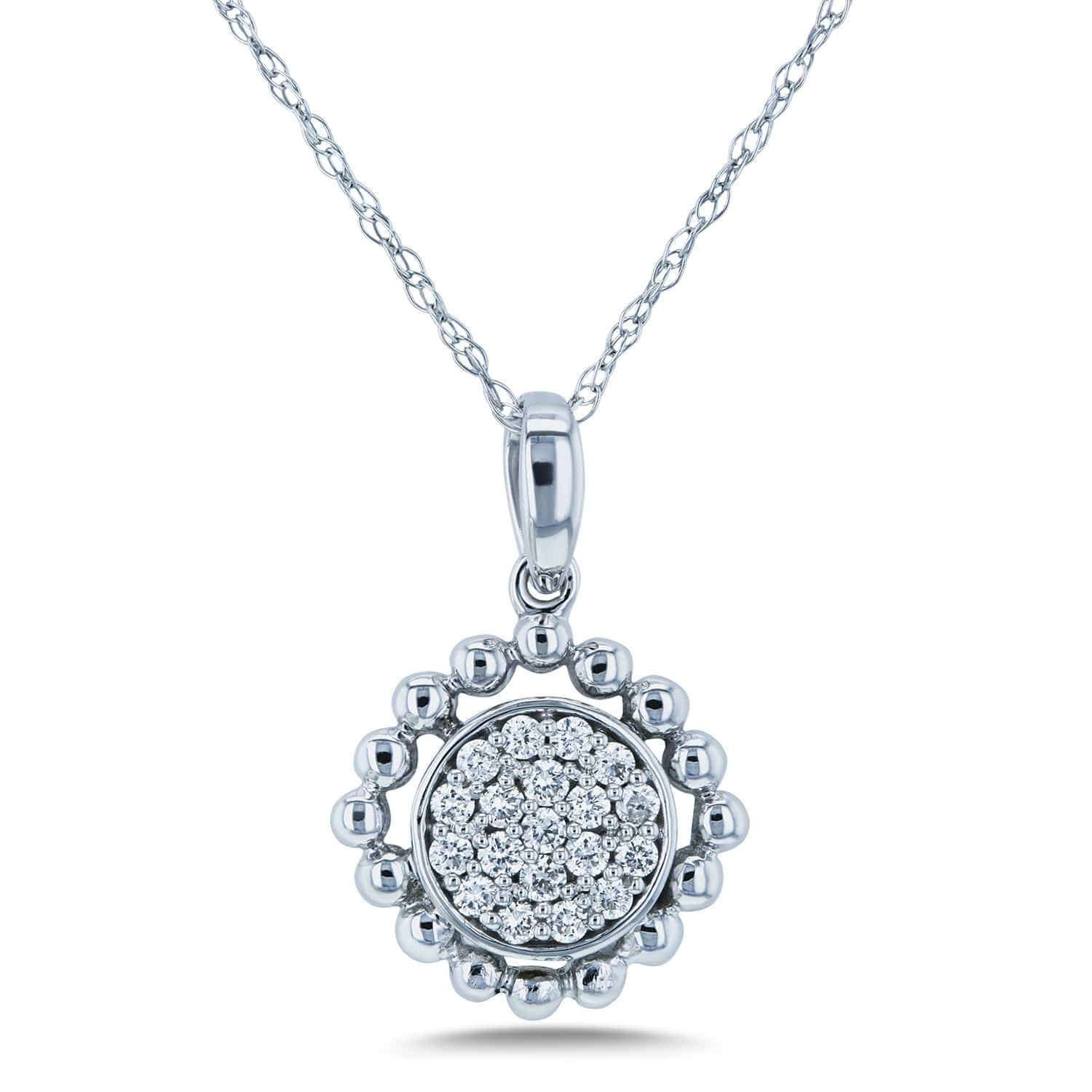 Kobelli Diamond Cluster Gold Reef Necklace 10k White Gold (1/6 CTW) 62439-W
