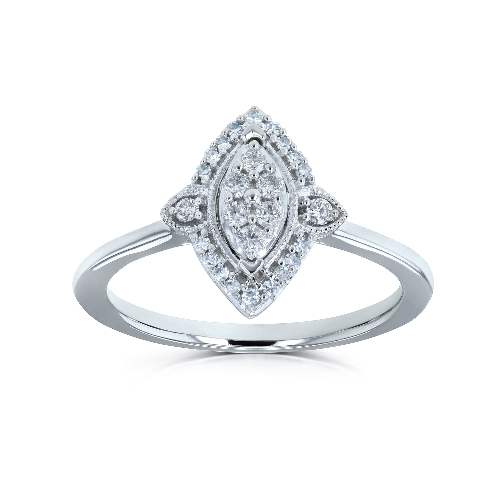 0.16 Carat Natural Diamond Marquise Cluster Promise Ring