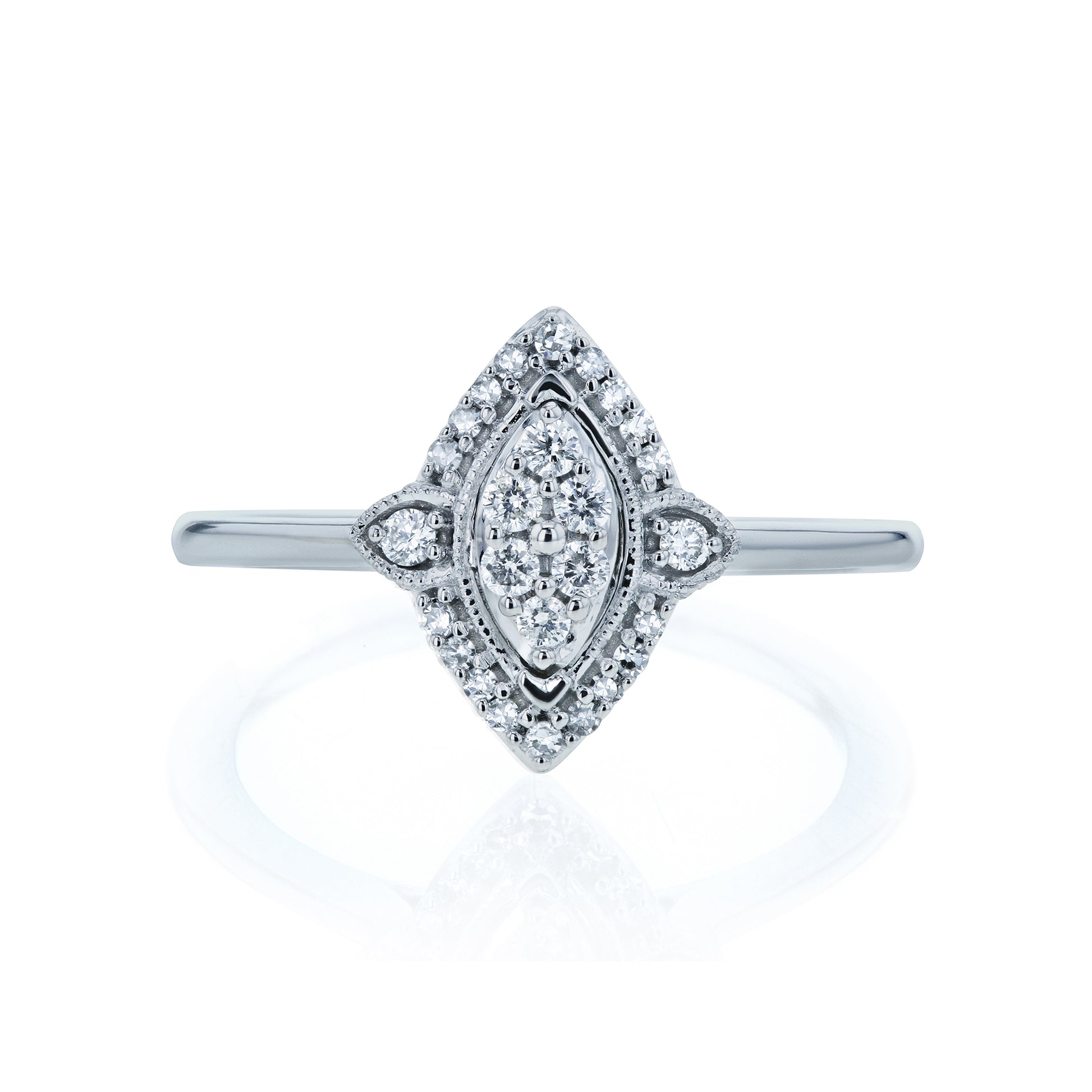 0.16 Carat Natural Diamond Marquise Cluster Promise Ring